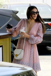Lea Michele in a Pink Dress - Leaves Switch in Beverly Hills 08/26/2018