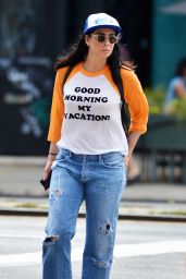 Sarah Silverman in a Good Morning my Vacation Jersey in Soho 08/05/2018