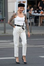 Sophia Thomalla in a White Tank Top in Berlin 08/01/2018