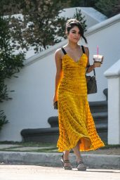 Vanessa Hudgens in a Yellow Summer Dress in LA 08/04/2018