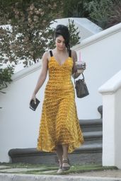 Vanessa Hudgens in a Yellow Summer Dress in LA 08/04/2018