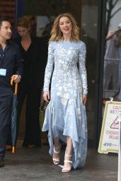 Amber Heard in a Baby Blue Dress - Cantor Charity Day on 9/11 in NYC