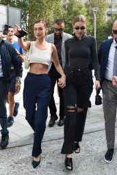 Bella and Gigi Hadid arrive at the Alberta Ferretti Show at Milan Fashion Week 09/19/2018