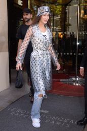 Bella Hadid Leaving the Royal Monceau Hotel in Paris 09/27/2018