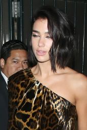 Dua Lipa in a Short Leopard Print Dress - Leaving a After Party in North London 09/06/2018