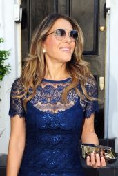 Elizabeth Hurley in a Royal Blue Dress - Leaving Her Home in West London 09/27/2018