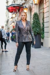 Iskra Lawrence in Leather Pants in Paris 09/27/2018