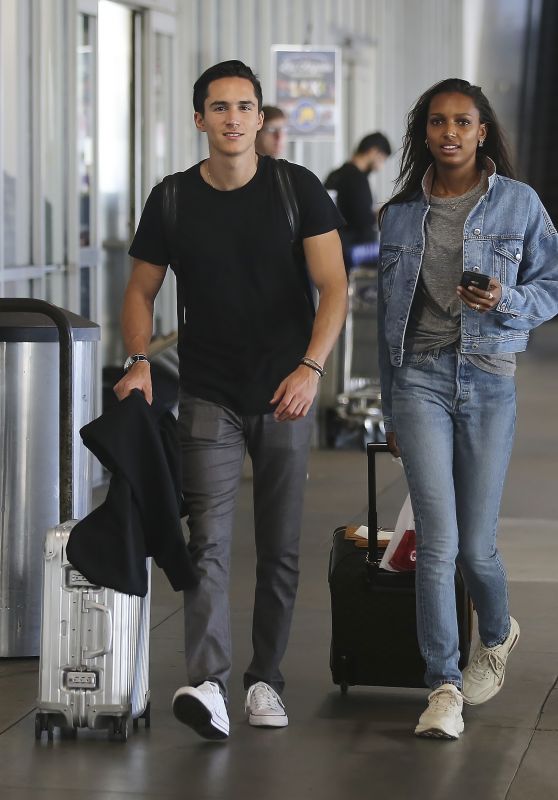Jasmine Tookes and Her Boyfriend Juan David Borrero at LAX in Los Angeles 09/24/2018