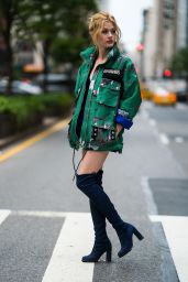 Katherine McNamara in a Diesel jacket in Murray Hill, NYC, September 2018