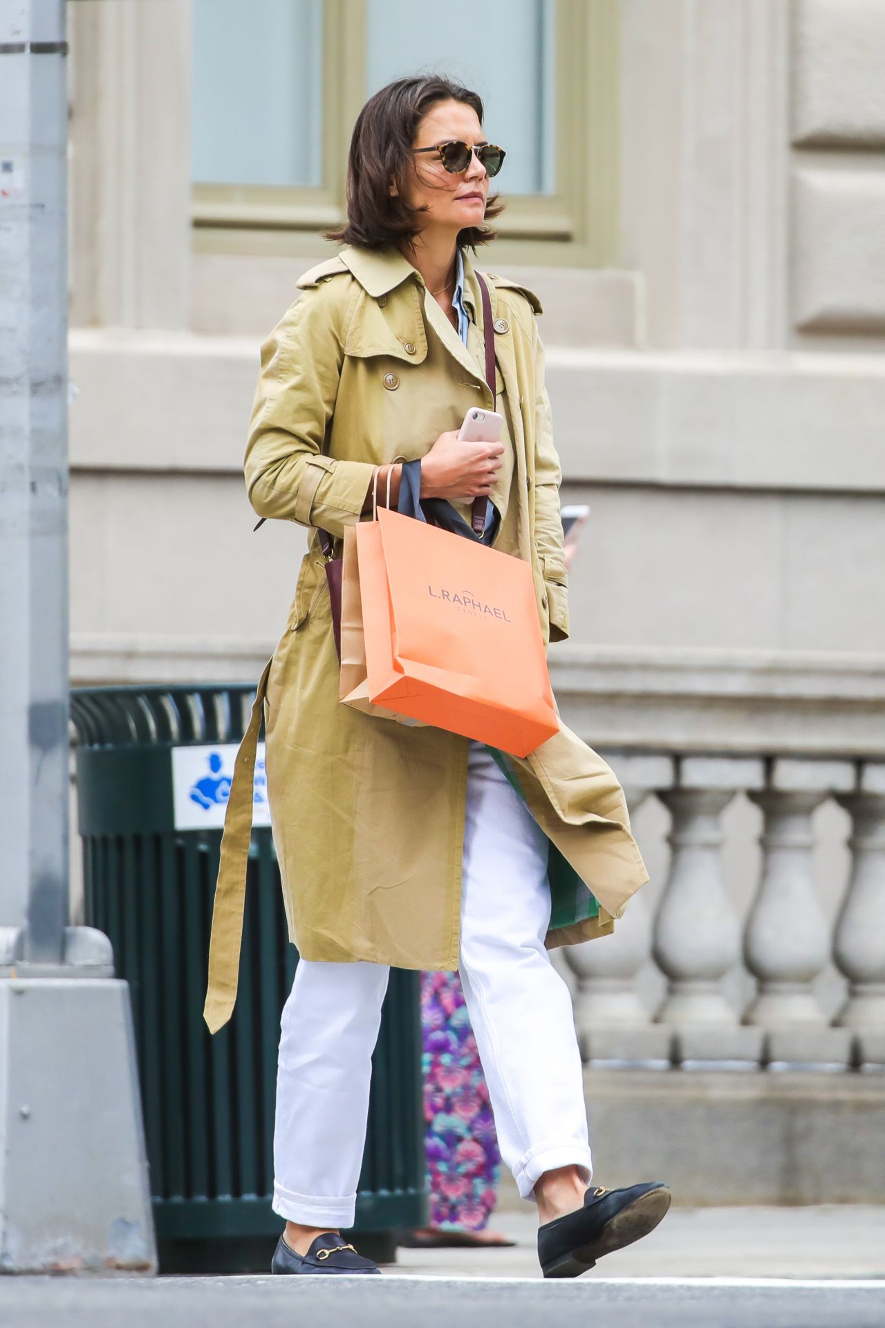 Katie Holmes in a Trench Coat - Madison Avenue in New York 09/24/2018