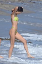 Kendall Jenner in a Neon Bikini in the Ocean in Malibu 09/03/2018