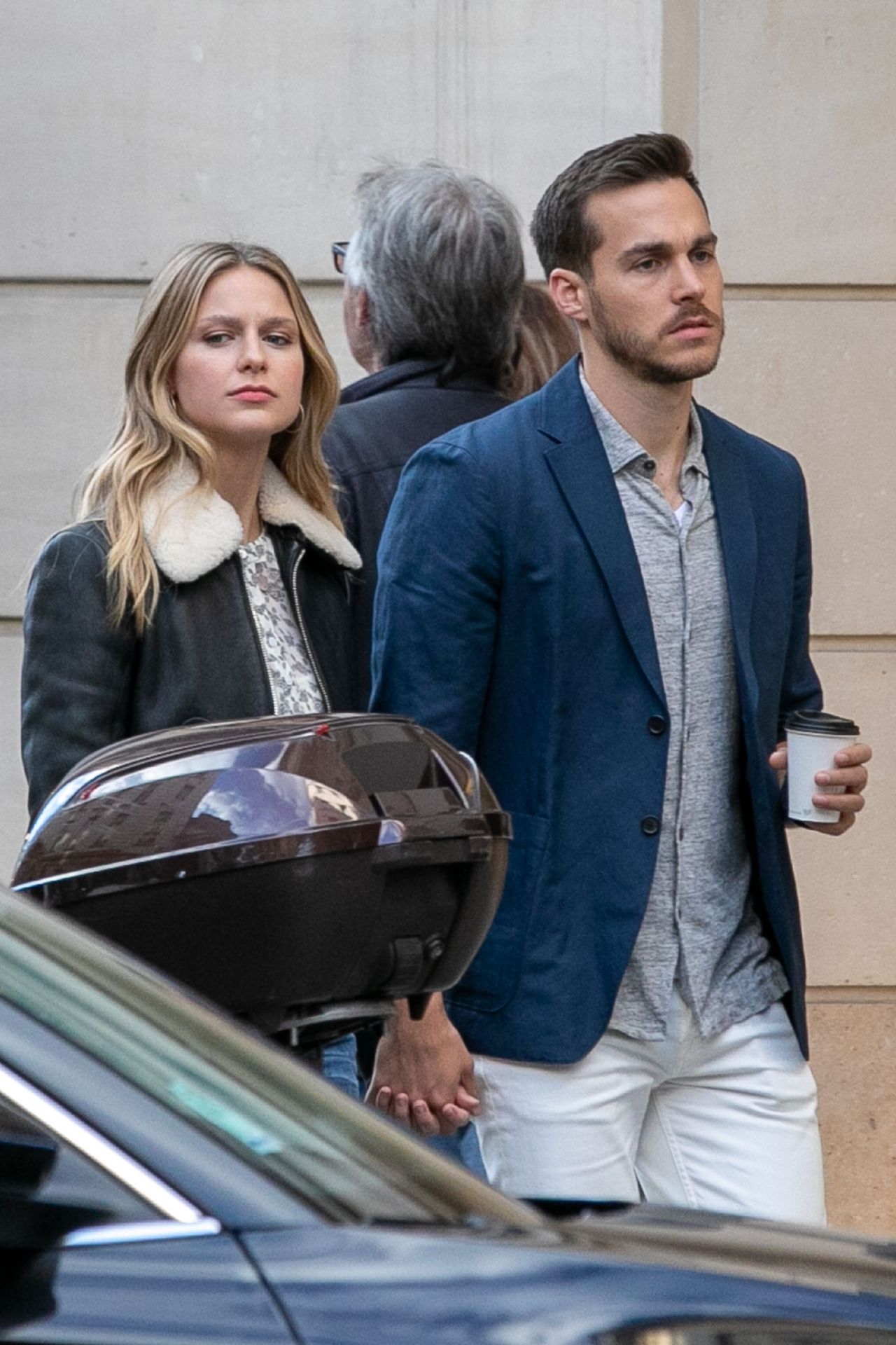 Melissa Benoist and Chris Wood - Strolling on Rue Royale in Paris 09/24