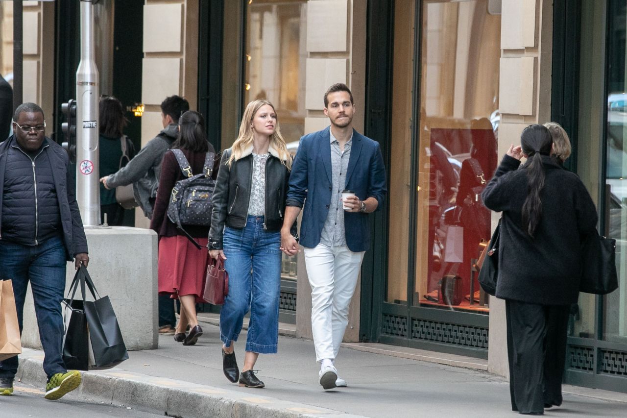 Melissa Benoist and Chris Wood - Strolling on Rue Royale in Paris 09/24