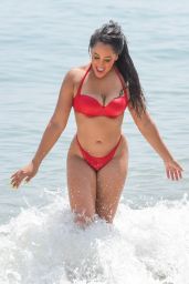 Natalie Nunn in a Red Bikini on Holiday in Spain 09/03/2018