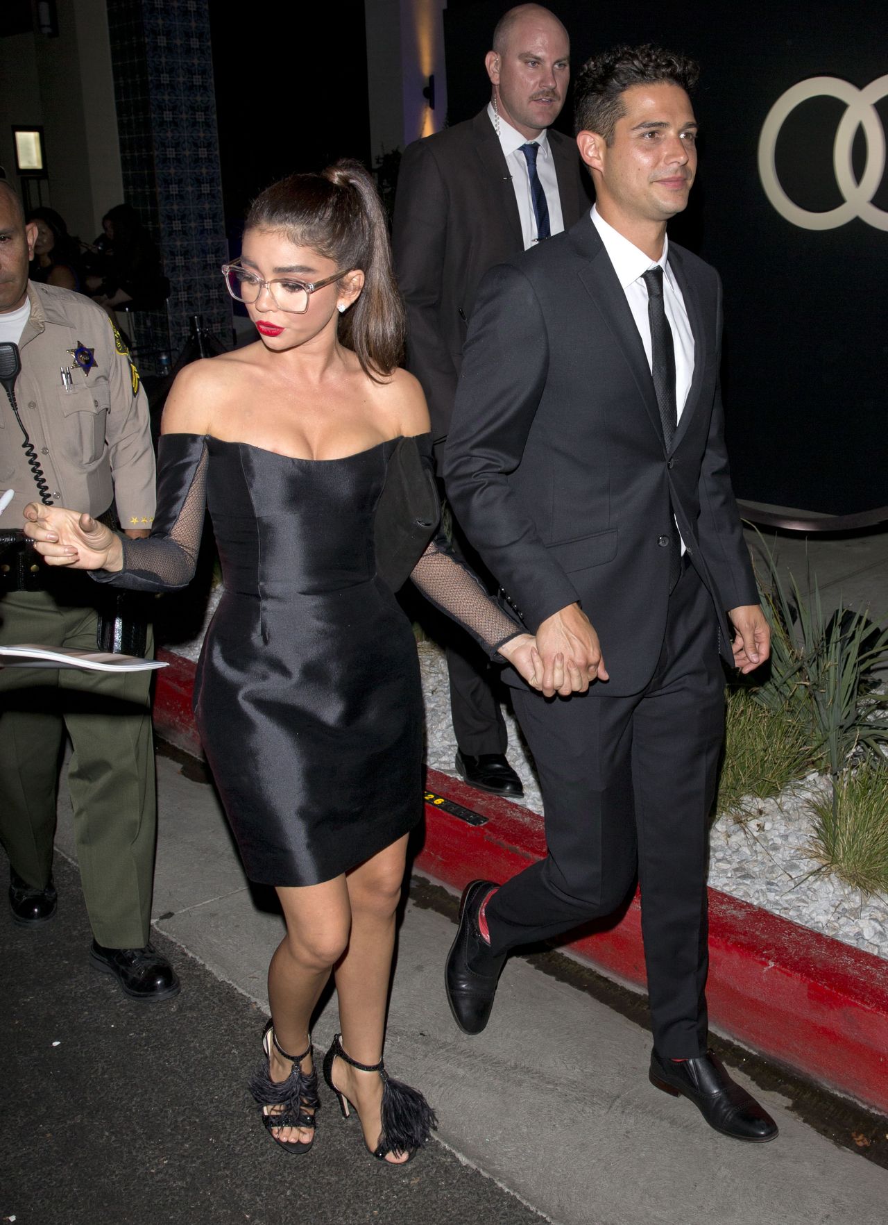 Sarah Hyland and Wells Adam - Leaving the Audi Pre-Emmy Party in West ...