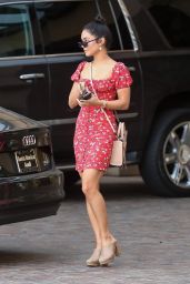Vanessa Hudgens in a Red Dress - Leaving the Montage Hotel in Beverly Hills 09/20/2018