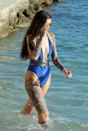 Darylle Sargeant in Skimpy Blue Swimsuit at the Beach in Spain 10/09/2018