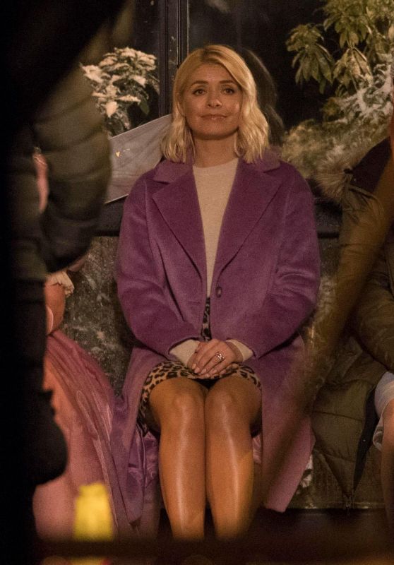 Holly Willoughby - Filming Christmas Advert for Marks & Spencer in London