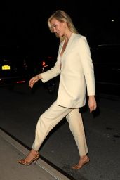 Karlie Kloss in a Cream Pant Suit - Night Out in NYC 10/30/2018