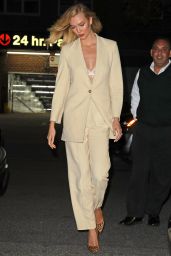 Karlie Kloss in a Cream Pant Suit - Night Out in NYC 10/30/2018