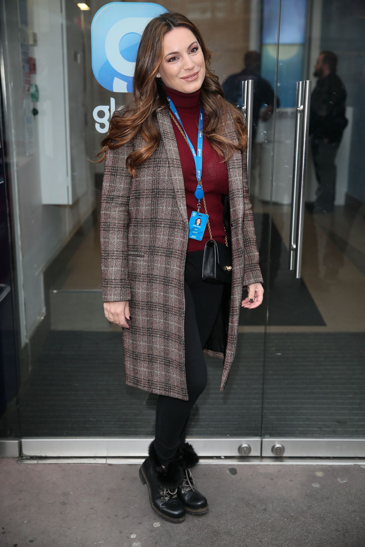 Kelly Brook in a Maroon Jumper - Arriving at The Global Radio in London