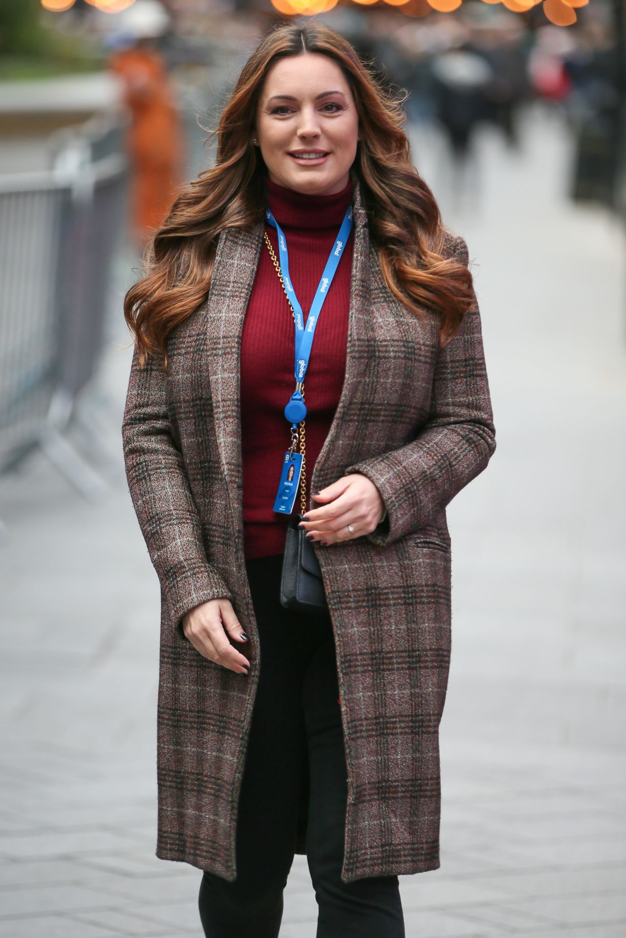 Kelly Brook in a Maroon Jumper - Arriving at The Global Radio in London