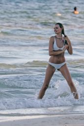 Maya Stepper in a White Bikini on Vacation in Mexico 10/14/2018