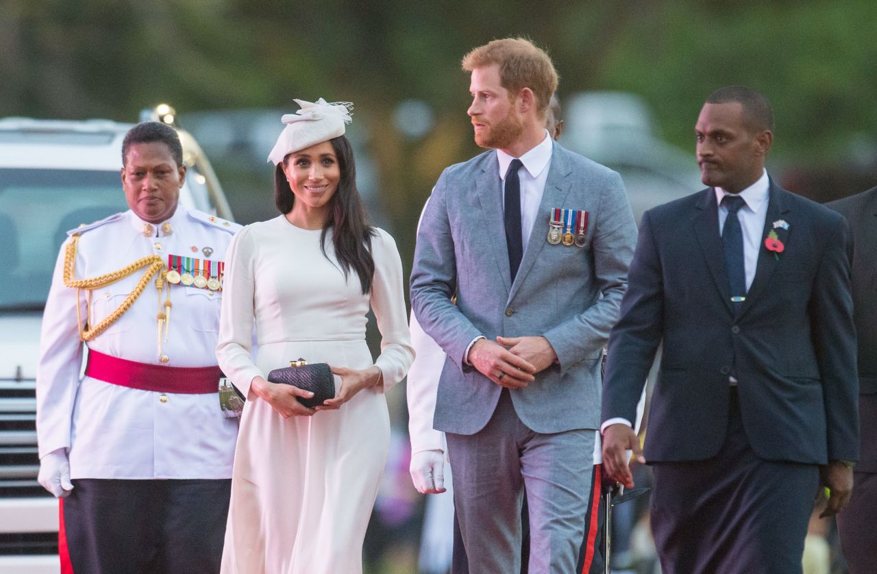 Meghan Markle and Prince Harry at a Welcome Ceremony at Albert Park in