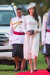 Meghan Markle and Prince Harry at a Welcome Ceremony at Albert Park in Suva, Fiji
