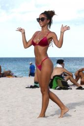 Metisha Schaefer in a Red Bikini at the Beach in Miami Beach 10/26/2018