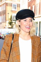 Mollie King in Gingham Jacket Radio Appearance in London 10/19/2018