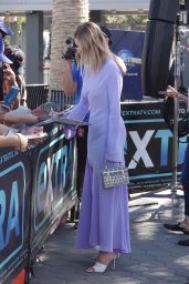 Rosie Huntington-Whitely in a Purple Dress - Films EXTRA TV Live in LA 10/16/2018