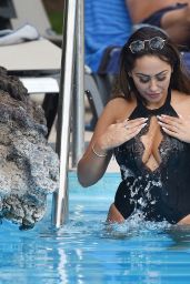 Sophie Kasaei in a Black Swimsuit on Holiday in Tenerife 09/30/2018