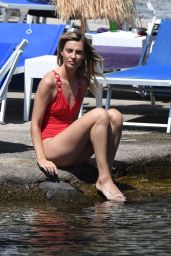 Sveva Alviti in a Red Swimsuit in Ichia, Summer 2018