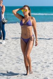 Sylvie Meis in a Purple Bikini on Miami Beach 10/03/2018