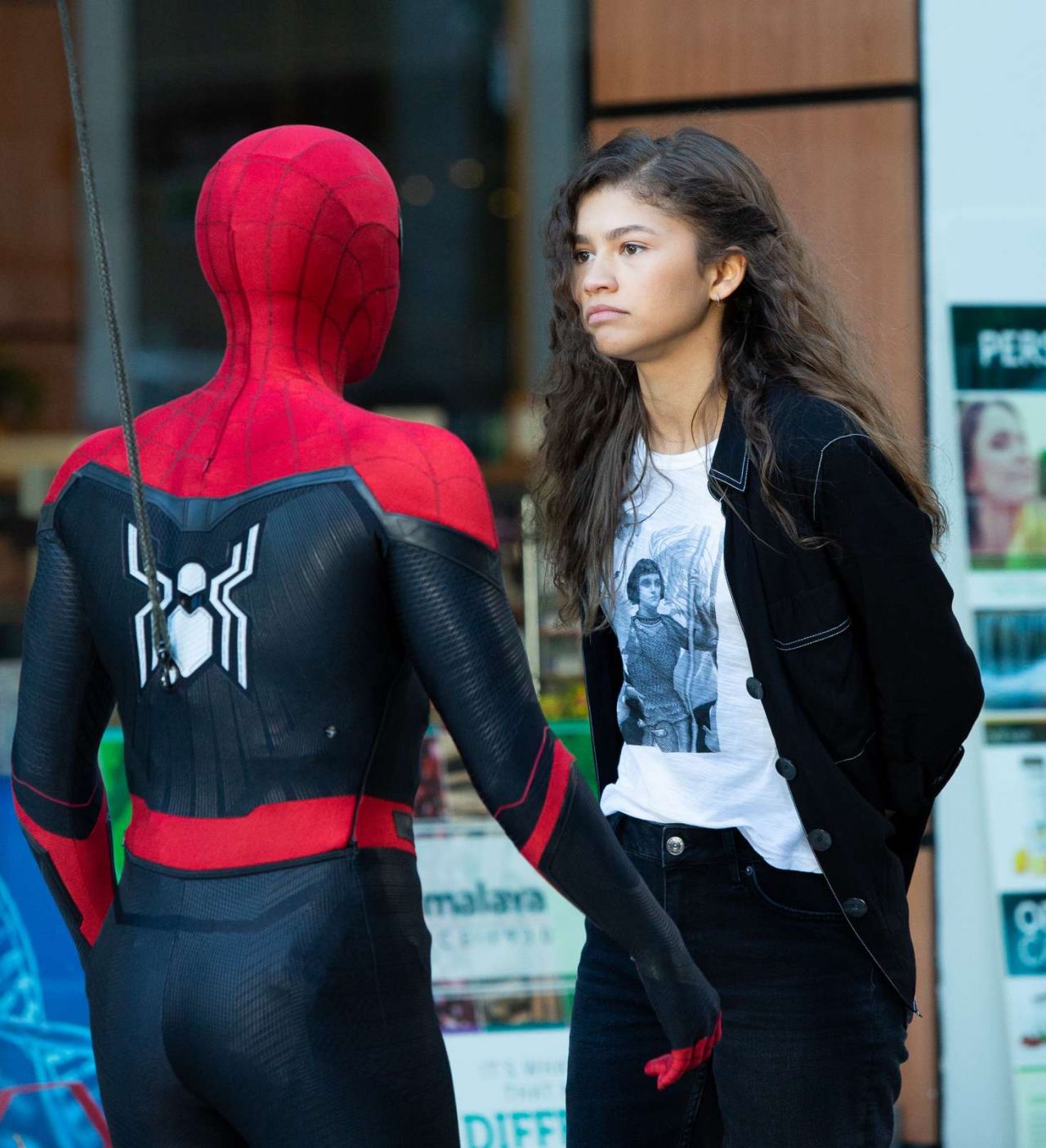 Zendaya - On the Set of "Spiderman: Far from Home" in NY ...