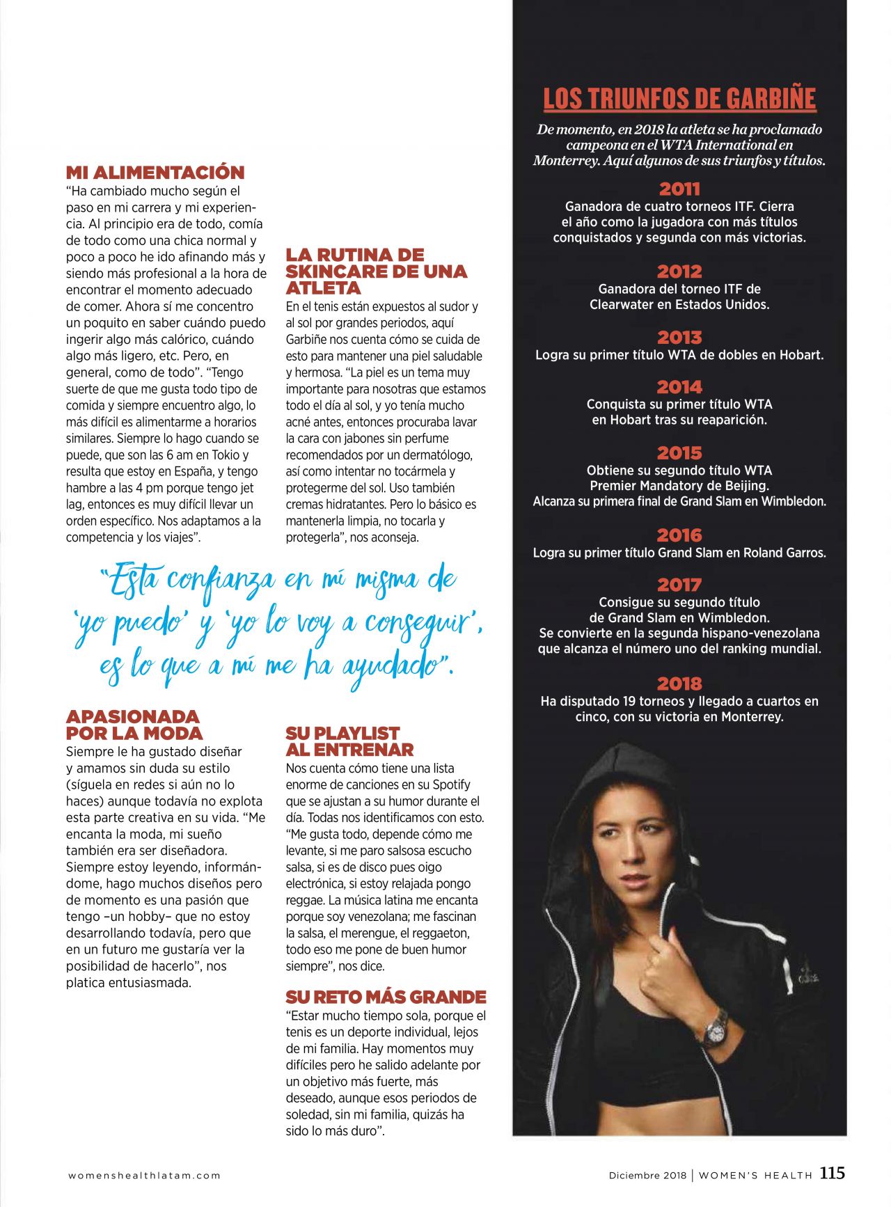 Garbine Muguruza - Womens Health Spain December 2018 Issue • CelebMafia