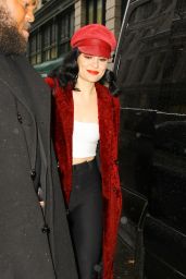 Jessie J in a Red Fur at Spotify in New York 11/05/2018