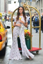 Joan Smalls - Photoshoot With a Cab Full of Daisies in NYC 11/20/2018