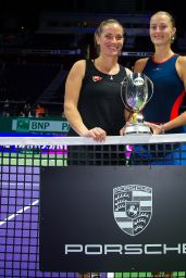 Kristina Mladenovic and Timea Babos - Pose With Their Trophy After Winning the 2018 WTA Finals in Singapore