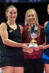 Kristina Mladenovic and Timea Babos - Pose With Their Trophy After Winning the 2018 WTA Finals in Singapore
