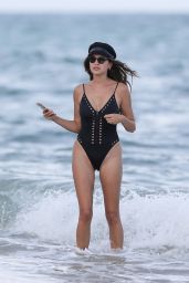 Melody de la Fe in a Zip Front Swimsuit on Miami Beach 11/02/2018