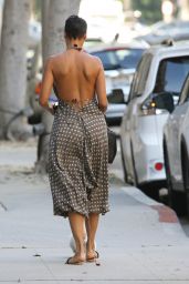 Nicole Murphy in Low Cut Summer Dress in Beverly Hills 11/08/2018