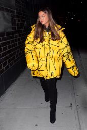 Ariana Grande in Oversized Yellow Puffer Jacket 12/11/2018