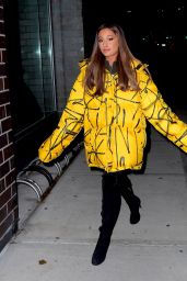 Ariana Grande in Oversized Yellow Puffer Jacket 12/11/2018