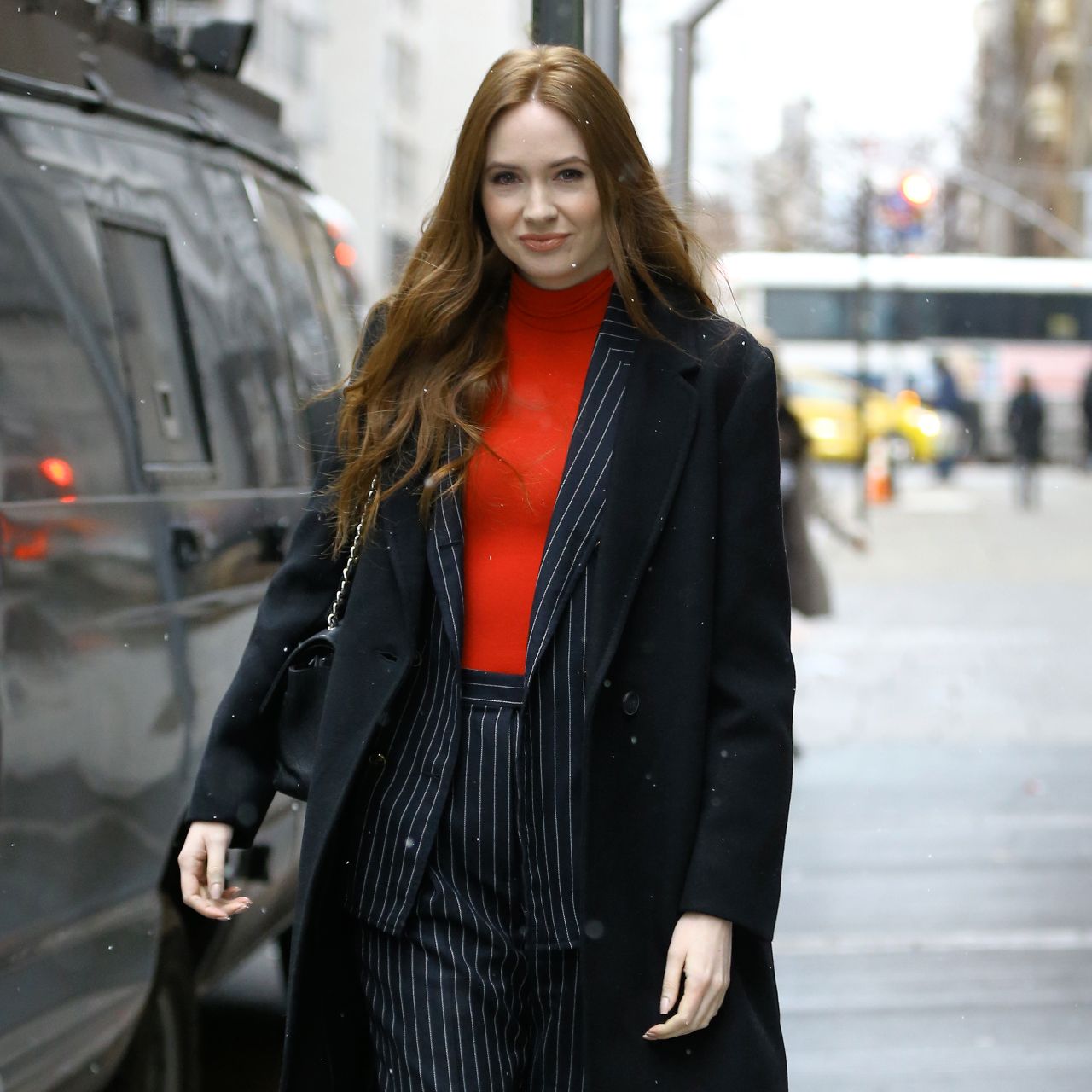 Karen Gillan is Stylish - Leaves Good Day New York 12/13/2018 • CelebMafia