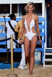 Lady Victoria Hervey in a White Swimsuit - Barbados 12/29/2018