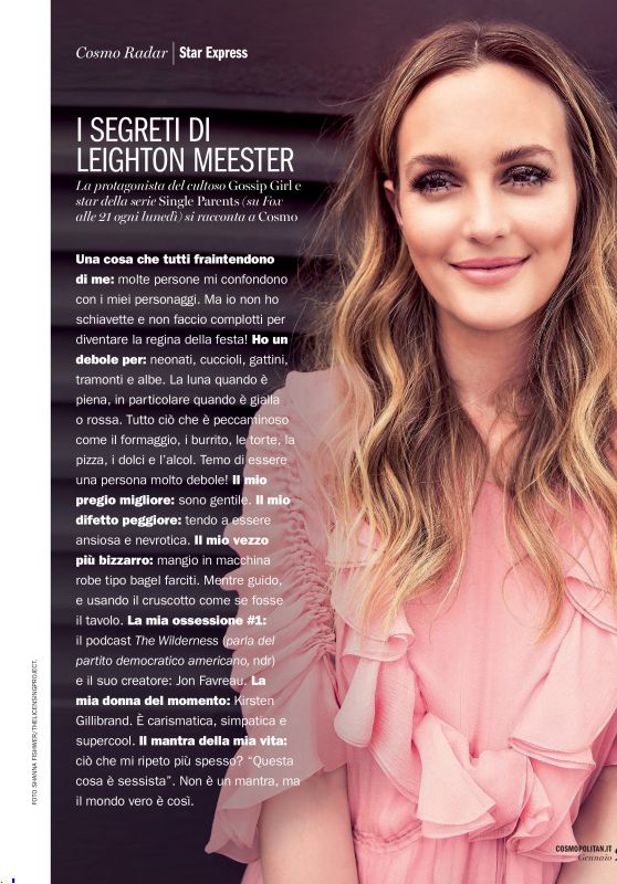 Leighton Meester - Cosmopolitan Italy January 2019 Issue