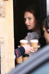 Lily James - Filming For The Comic Relief Special One Red Nose and A Wedding in Mayfield, December 2018