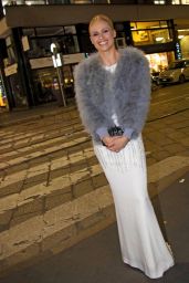 Michelle Hunziker is Stylis in Alberta Ferretti Dress in Milan 12/12/2018